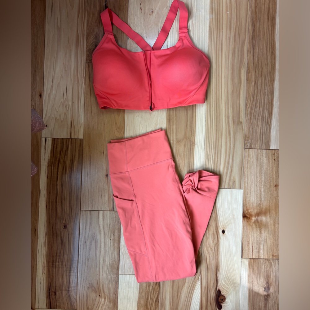 Coral Workout Set with Fabletics Leggings
